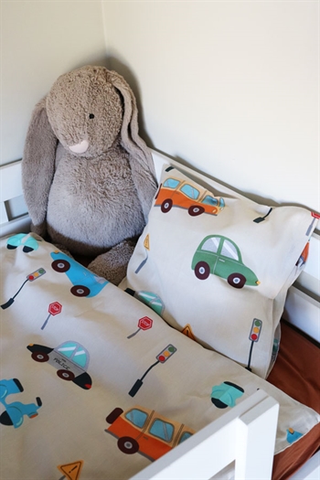 Billede af Baby sengetøj med biler - 70x100 cm - OEKO-TEXÂ® Certificeret - 100% Bomulds sengesæt